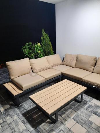 Beżowy narożnik wypoczynkowy na taras 220x220cm Panaon - WB