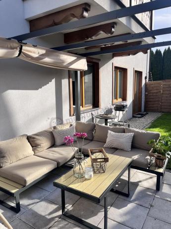 Beżowy narożnik wypoczynkowy na taras 220x220cm Panaon - WB