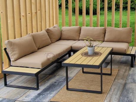 Beżowy narożnik wypoczynkowy na taras 220x220cm Panaon - WB