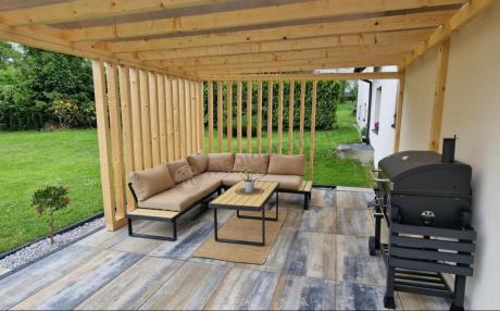 Beżowy narożnik wypoczynkowy na taras 220x220cm Panaon - WB