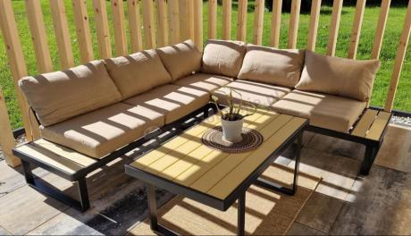 Beżowy narożnik wypoczynkowy na taras 220x220cm Panaon - WB