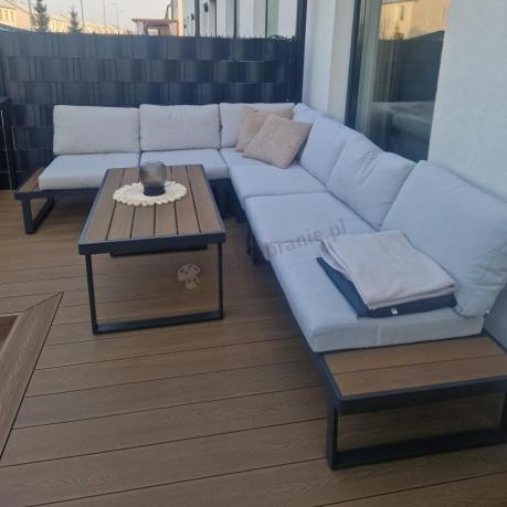 Beżowy narożnik wypoczynkowy na taras Panaon Corner XL Light Beige Teak