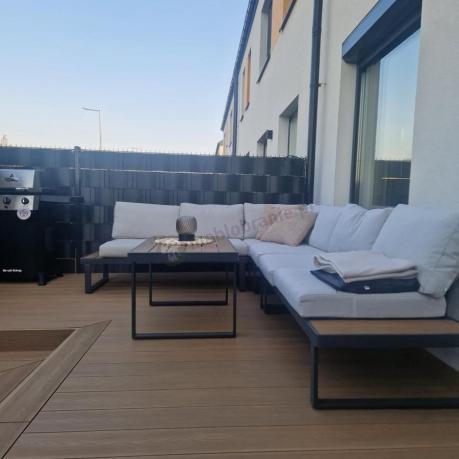 Beżowy narożnik wypoczynkowy na taras Panaon Corner XL Light Beige Teak