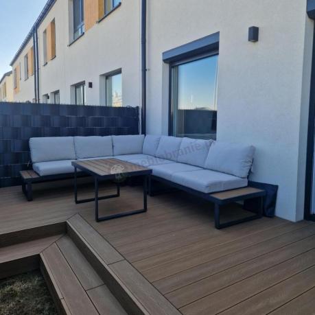 Beżowy narożnik wypoczynkowy na taras Panaon Corner XL Light Beige Teak