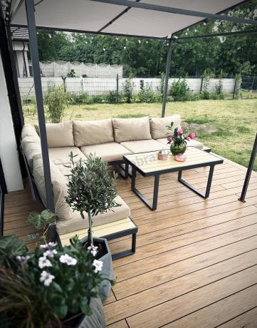 Beżowy narożnik wypoczynkowy na taras Panaon Corner XL WB