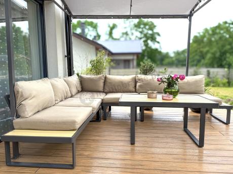 Beżowy narożnik wypoczynkowy na taras Panaon Corner XL WB