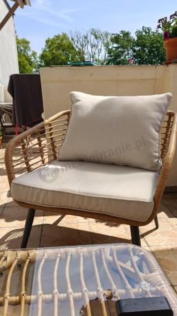 Beżowy narożnik z fotelem na taras w stylu boho - Torgiano Corner - Brown