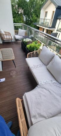 Beżowy narożnik z fotelem na taras w stylu boho - Torgiano Corner - Brown