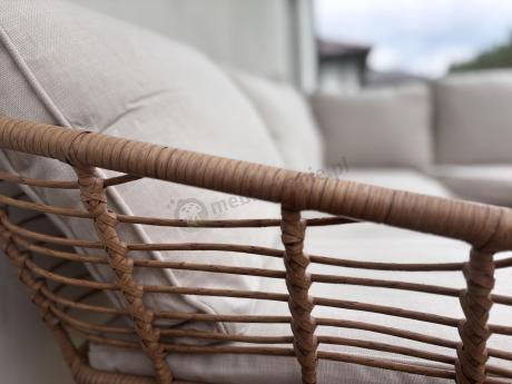 Beżowy narożnik z fotelem na taras w stylu boho - Torgiano Corner - Brown