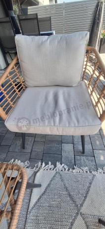 Beżowy narożnik z fotelem na taras w stylu boho - Torgiano Corner - Brown