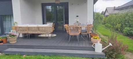 Beżowy narożnik z fotelem na taras w stylu boho - Torgiano Corner - Brown