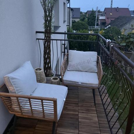 Beżowy narożnik z fotelem na taras w stylu boho - Torgiano Corner - Brown