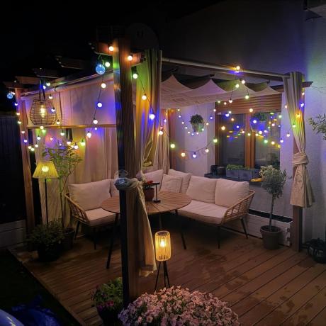Beżowy narożnik z fotelem na taras w stylu boho - Torgiano Corner - Natural
