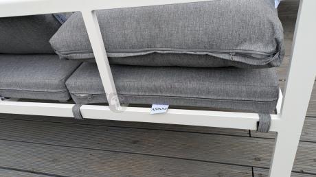 Biały komplet aluminiowych mebli ogrodowych dla 5 osób z sofą 190cm Stine
