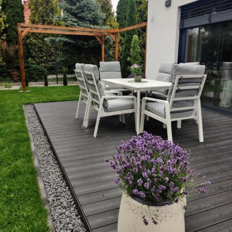 Biały komplet mebli tarasowych - stół 150cm + 6 foteli Renalo Dining - 6+1