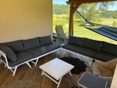 Biały nowoczesny narożnik ogrodowy z leżakiem 255x195 cm Soletto XL