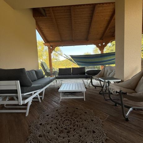 Biały nowoczesny narożnik ogrodowy z leżakiem 255x195 cm Soletto XL