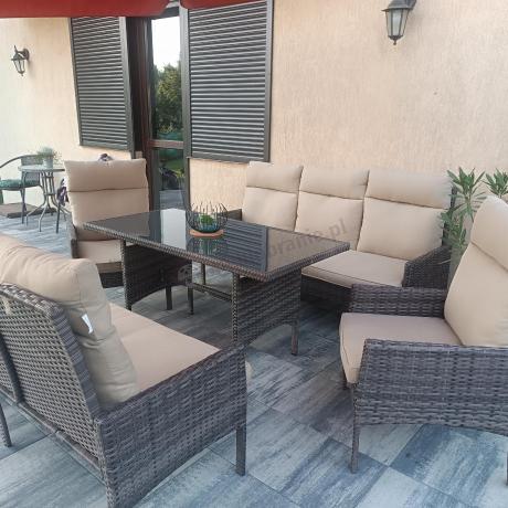 Brązowe eble technorattanowe na 8 osób z wysokimi oparciami Lirata Grande Brown