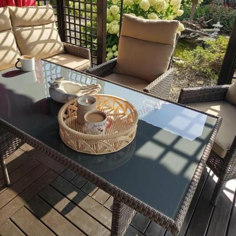 Brązowe eble technorattanowe na 8 osób z wysokimi oparciami Lirata Grande Brown