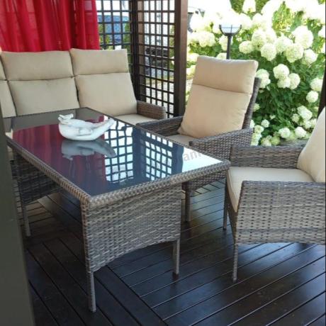 Brązowe eble technorattanowe na 8 osób z wysokimi oparciami Lirata Grande Brown