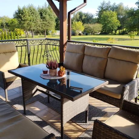 Brązowe eble technorattanowe na 8 osób z wysokimi oparciami Lirata Grande Brown