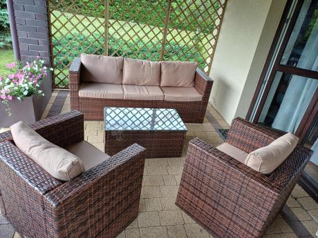 Brązowe meble tarasowe technorattanowe Stefano Set Max Carmel & Latte