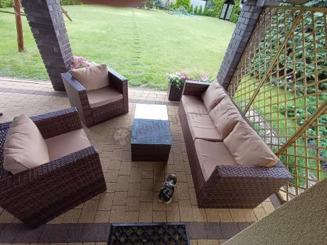 Brązowe meble tarasowe technorattanowe Stefano Set Max Carmel & Latte