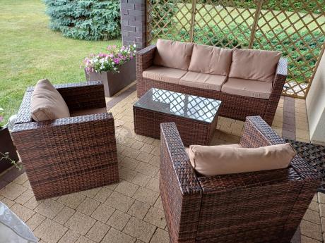 Brązowe meble tarasowe technorattanowe Stefano Set Max Carmel & Latte