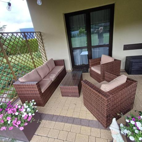 Brązowe meble tarasowe technorattanowe Stefano Set Max Carmel & Latte