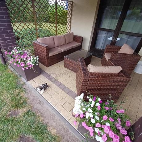 Brązowe meble tarasowe technorattanowe Stefano Set Max Carmel & Latte