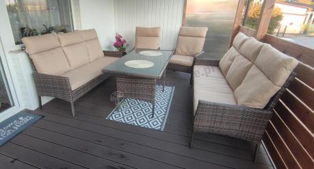 Brązowe meble technorattanowe na 8 osób z wysokimi oparciami Lirata Grande Brown