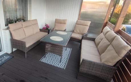 Brązowe meble technorattanowe na 8 osób z wysokimi oparciami Lirata Grande Brown