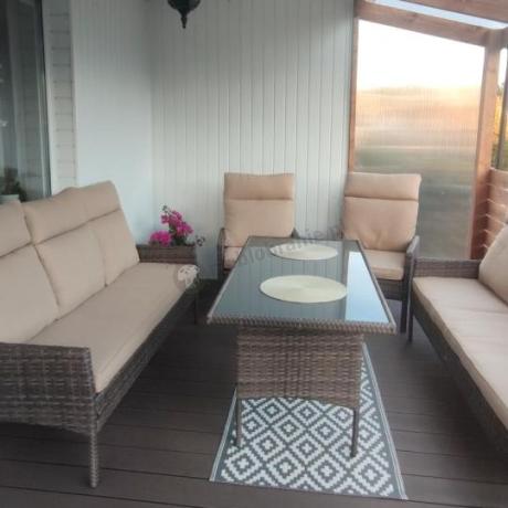 Brązowe meble technorattanowe na 8 osób z wysokimi oparciami Lirata Grande Brown