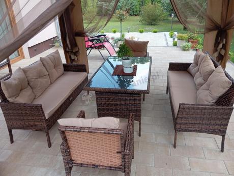 Brązowe meble technorattanowe na taras Torino Grande - Carmel