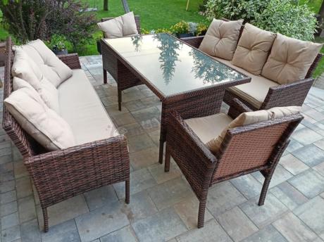 Brązowe meble technorattanowe na taras Torino Grande - Carmel
