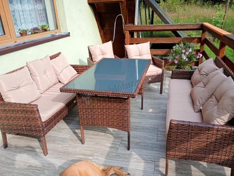 Brązowe meble technorattanowe na taras Torino Grande - Carmel