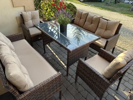 Brązowe meble technorattanowe na taras Torino Grande - Carmel