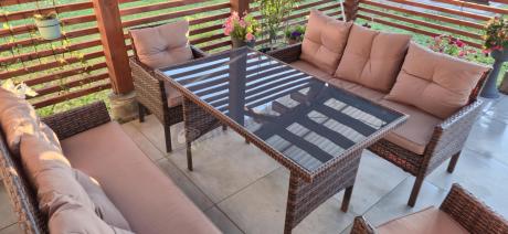 Brązowe meble technorattanowe na taras Torino Grande - Carmel