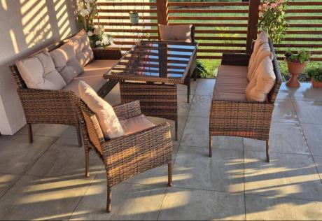 Brązowe meble technorattanowe na taras Torino Grande - Carmel