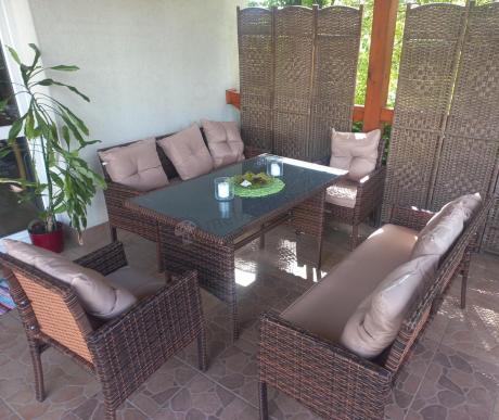 Brązowe meble technorattanowe na taras Torino Grande - Carmel