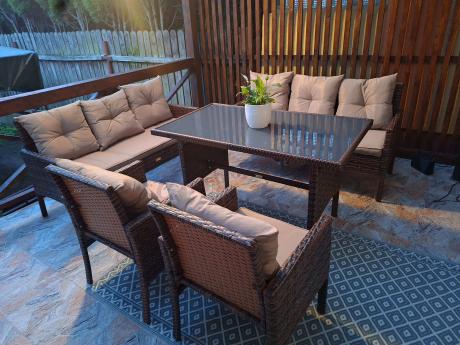 Brązowe meble technorattanowe na taras Torino Grande - Carmel