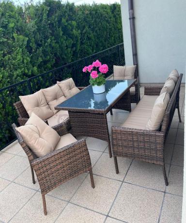 Brązowe meble technorattanowe na taras Torino Grande - Carmel