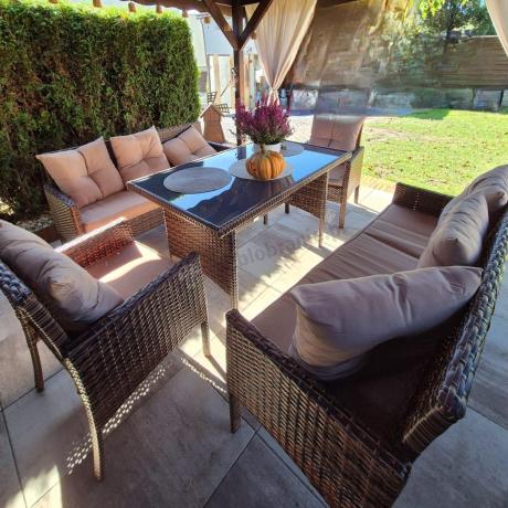 Brązowe meble technorattanowe na taras Torino Grande - Carmel