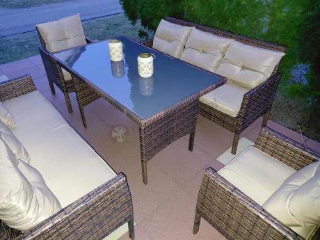 Brązowe meble technorattanowe na taras Torino Grande - Carmel