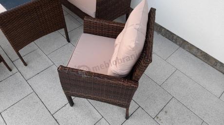 Brązowe meble technorattanowe z wysokim stołem 120cm i sofą Torino Dining