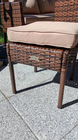 Brązowy narożnik ogrodowy 190x190cm i pufy Torino Corner XL - Carmel