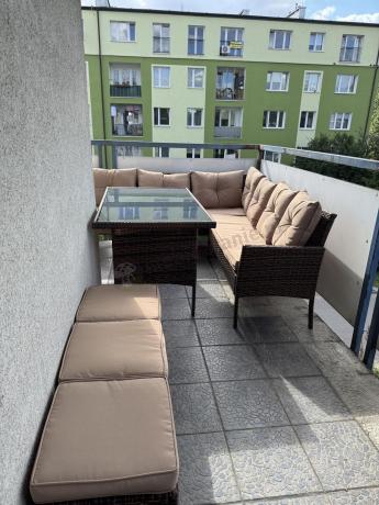 Brązowy narożnik ogrodowy 190x190cm i pufy Torino Corner XL - Carmel