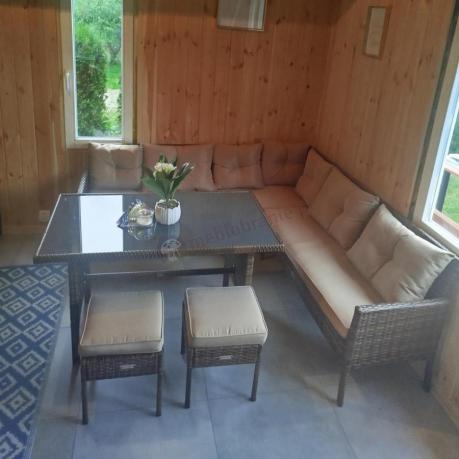 Brązowy narożnik ogrodowy 190x190cm i pufy Torino Corner XL - Carmel