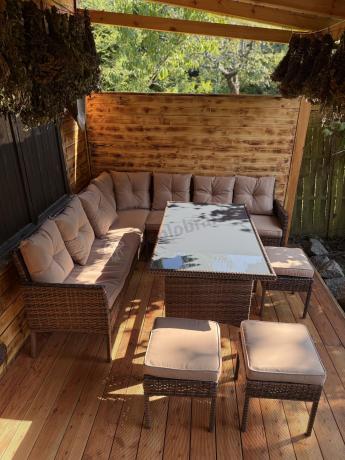 Brązowy narożnik ogrodowy 190x190cm i pufy Torino Corner XL - Carmel