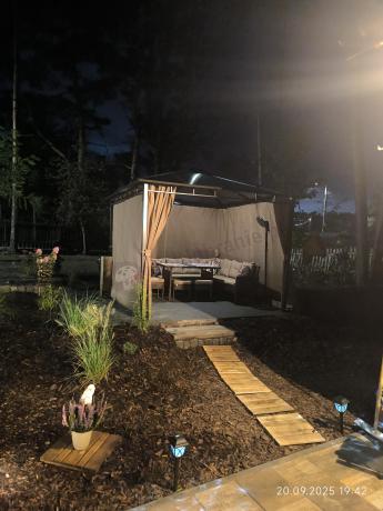 Brązowy narożnik ogrodowy 190x190cm i pufy Torino Corner XL - Carmel